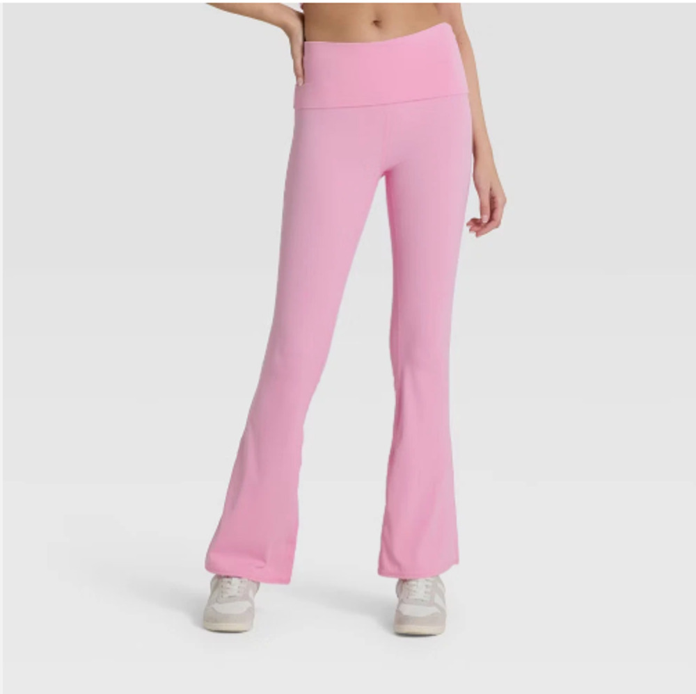 Foldover Waistband Flared Leggings Light Pink Sz Medium NWT JoyLab